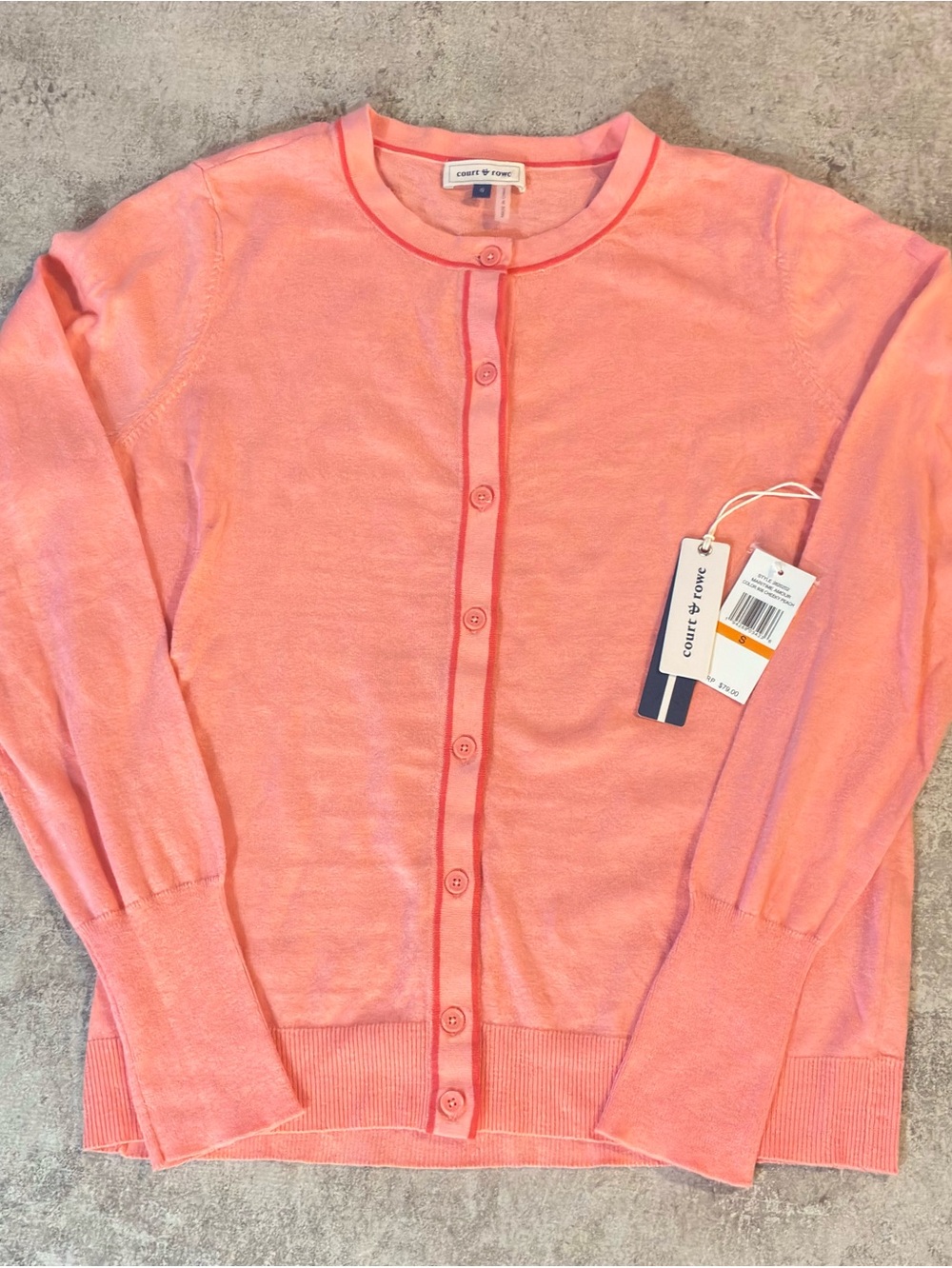 COURT & ROWE Coral Pink Crewneck Button-Front Cardigan